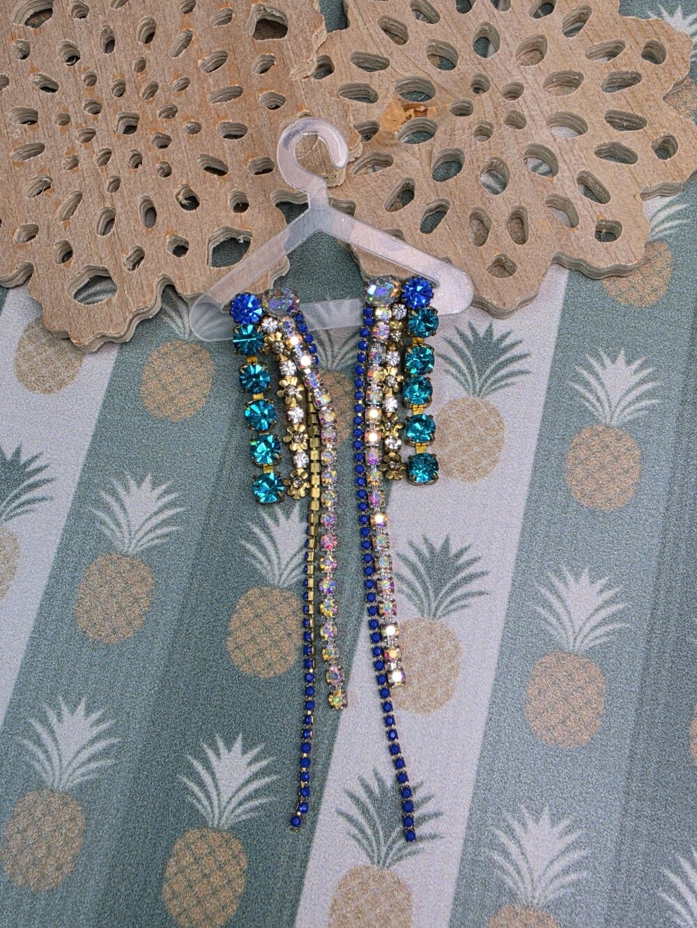 Feed Me Gems Blue Crystal Drop Statement Earrings